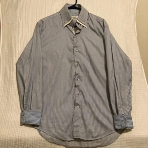 Zara Man ShirtX L Blue Stripe Cotton Slim Fit